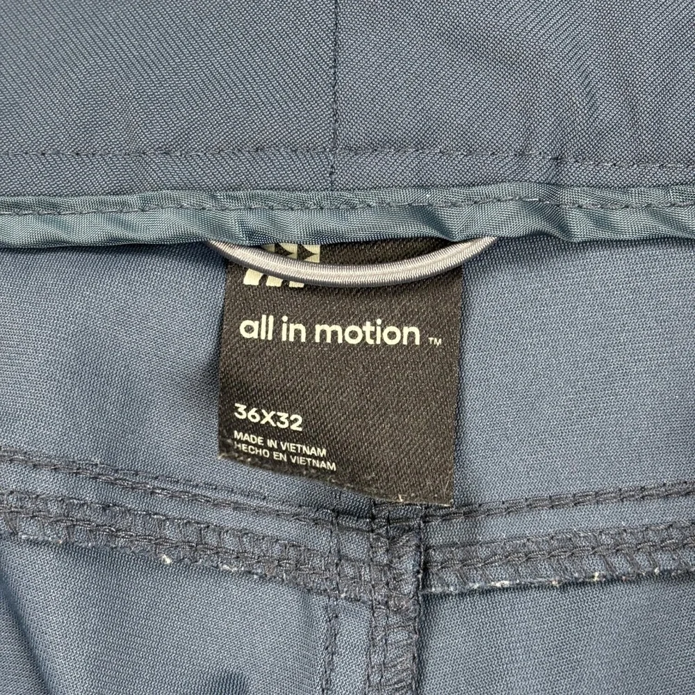 All in Motion Mens Stretch Pants Blue 36x32 Straight Leg Performance Casual Golf